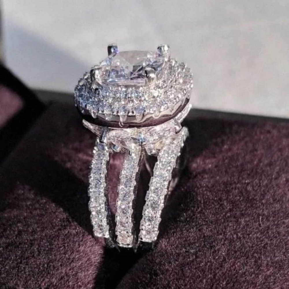NEW 925 STERLING SILVER DIAMOND RING - Picture 3 of 5